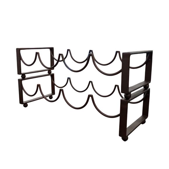Vintage Pier 1 Imports Brown Wrought Iron Stacking Wine Rack with Rounded Feet - Picture 2 of 4